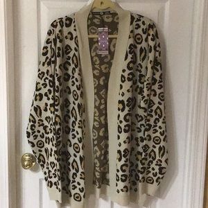 Contrast Stripe Oversized Cardigan 